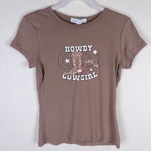 Birch and Stone | Western Stretchy Babytee T Shirt Howdy Cowgirl | S / M